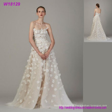 New Fashion Custom Made Puffy Tulle A-Line Wedding Dress with 3D Flowers